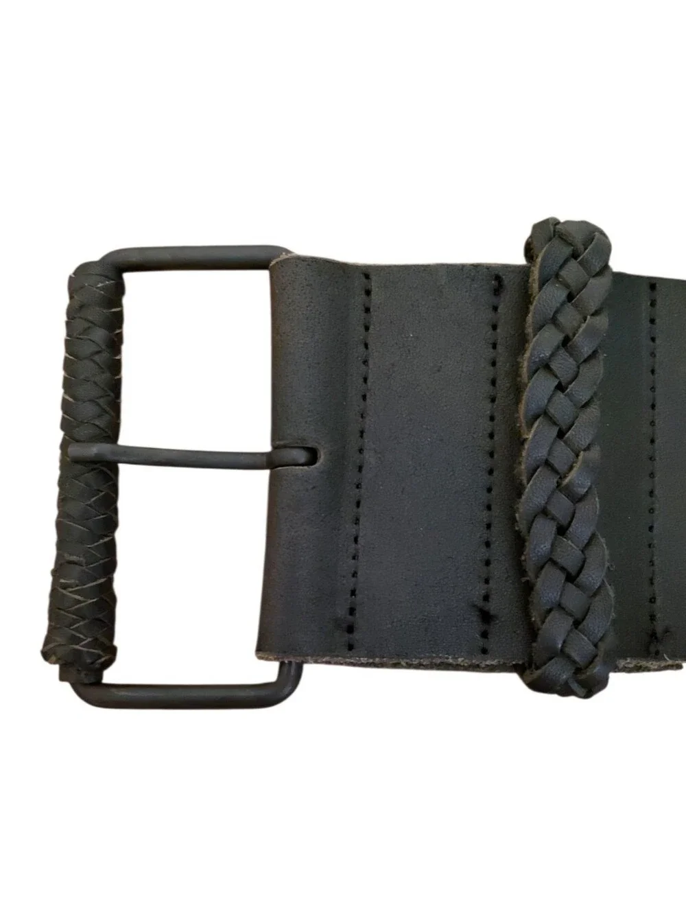 Western Style Two-Tone Braided Detail Waist Belt